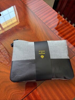 NWT Acqua Di Parma Black and Light Gray Two-Tone Toiletry Pouch